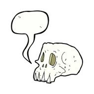 cartoon spooky skull with speech bubble N170