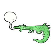 cartoon medieval dragon with speech bubble N11