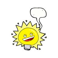 cartoon electric light bulb with speech bubble N7