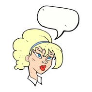cartoon pretty woman with speech bubble N312