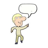 cartoon happy man dancing with speech bubble N44