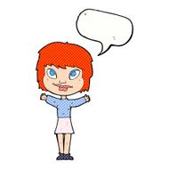 cartoon woman waving arms with speech bubble N23