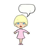 cartoon woman in dress with speech bubble N45