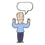 cartoon man surrendering with speech bubble N12