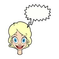 cartoon happy woman with speech bubble N289