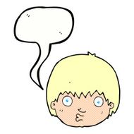 cartoon curious boy with speech bubble N41