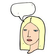 cartoon serious woman with speech bubble N22