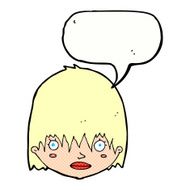 cartoon staring woman with speech bubble N50