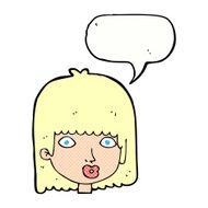 cartoon surprised woman with speech bubble N280