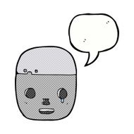 cartoon robot head with speech bubble N72