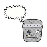 cartoon robot head with speech bubble N73
