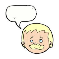 cartoon man with mustache speech bubble N100