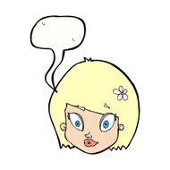 cartoon happy female face with speech bubble N211