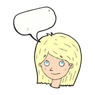 cartoon happy female face with speech bubble N212