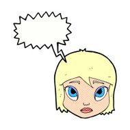 cartoon female face with speech bubble N175