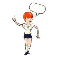 cartoon pretty girl asking question with speech bubble N8