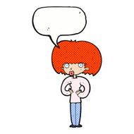cartoon surprised woman with speech bubble N282