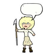 cartoon woman with harpoon speech bubble N12