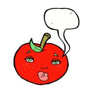 cartoon apple with face speech bubble N23