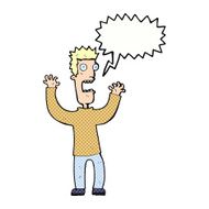 cartoon terrified man with speech bubble N247