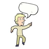 cartoon happy man pointing with speech bubble N69