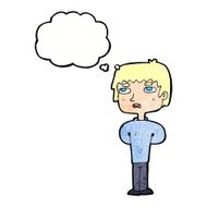 cartoon unhappy man with thought bubble N11