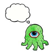 cartoon alien head with thought bubble N11