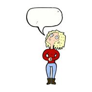 cartoon woman looking upwards with speech bubble N11