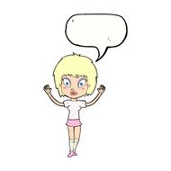 cartoon pretty girl with speech bubble N113
