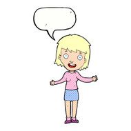 cartoon excited woman with speech bubble N146