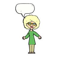 cartoon woman wearing glasses with speech bubble N22