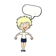 cartoon excited woman with speech bubble N147