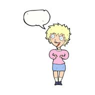 cartoon excited woman with speech bubble N148
