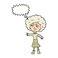 cartoon annoyed old woman with speech bubble N23