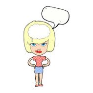 cartoon woman thinking with speech bubble N44