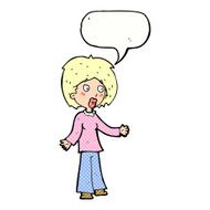 cartoon surprised woman with speech bubble N283