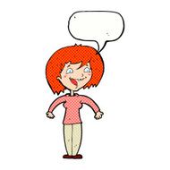 cartoon excited woman with speech bubble N149