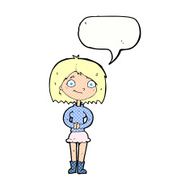 cartoon happy woman with speech bubble N290