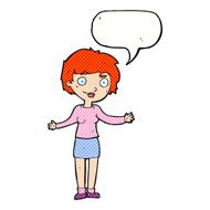 cartoon confused woman with speech bubble N97