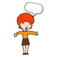 cartoon woman giving thumbs up symbol with speech bubble N79