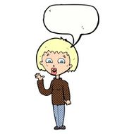 cartoon woman waving with speech bubble N375