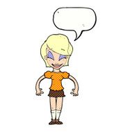 cartoon pretty woman with speech bubble N313