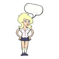 cartoon pretty woman with speech bubble N314