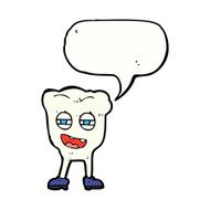 cartoon funny tooth character with speech bubble N4