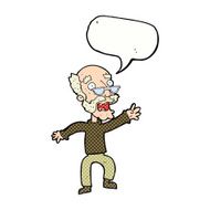 cartoon frightened old man with speech bubble N40