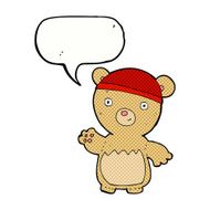 cartoon teddy bear wearing hat with speech bubble N4