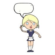 cartoon waitress making hand gesture with speech bubble N12