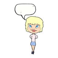 cartoon happy woman with speech bubble N291