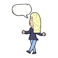 cartoon woman shrugging shoulders with speech bubble N568