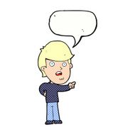 cartoon shocked man pointing with speech bubble N12